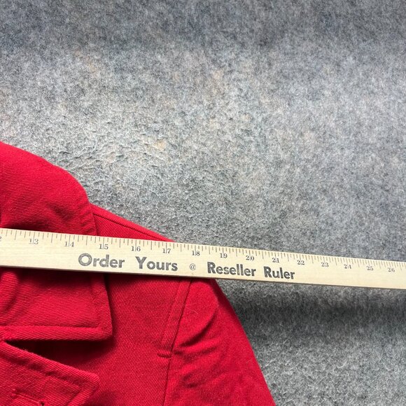 Lauren Ralph Lauren Jacket Women 6 Red Double Breasted Peacoat Blazer Gold - Picture 3 of 11